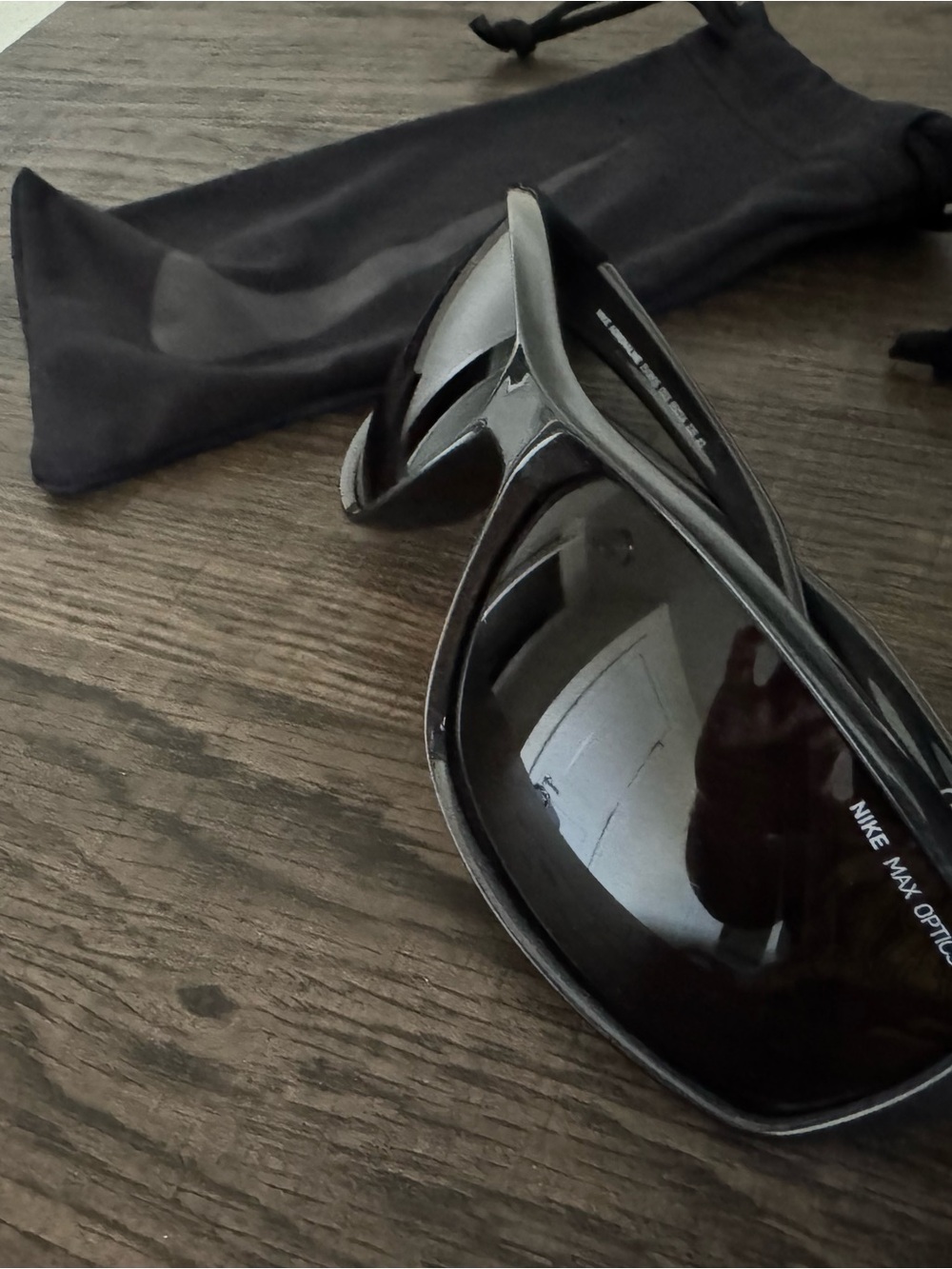 Nike Black Wraparound Sport Sunglasses Dark Lens Athletic Running Golf